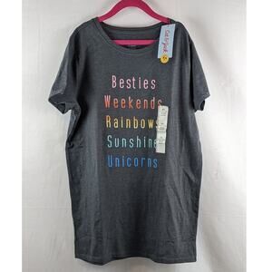 Besties Short Sleeve Graphic‎ T-Shirt Cat & Jack Charcoal Gray XL 14/16 Crew Top
